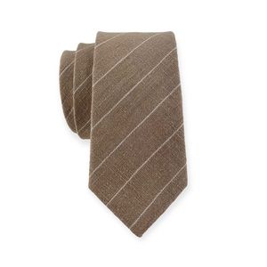 Men’s Biscotti Beige Striped Necktie, Slim 2.75” Width Wedding Party Style Tie